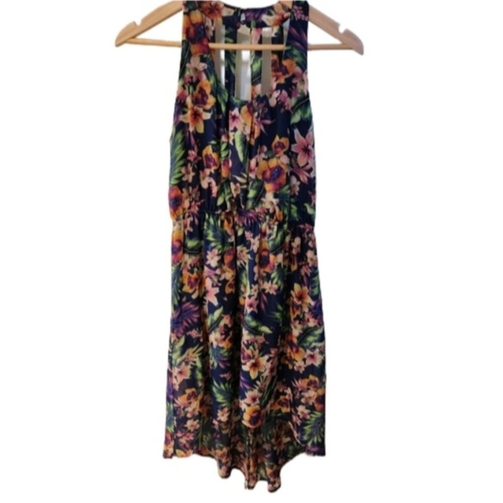 Hawaiian Cut Out Dress, Amazing Back, Flowy Sheer.
